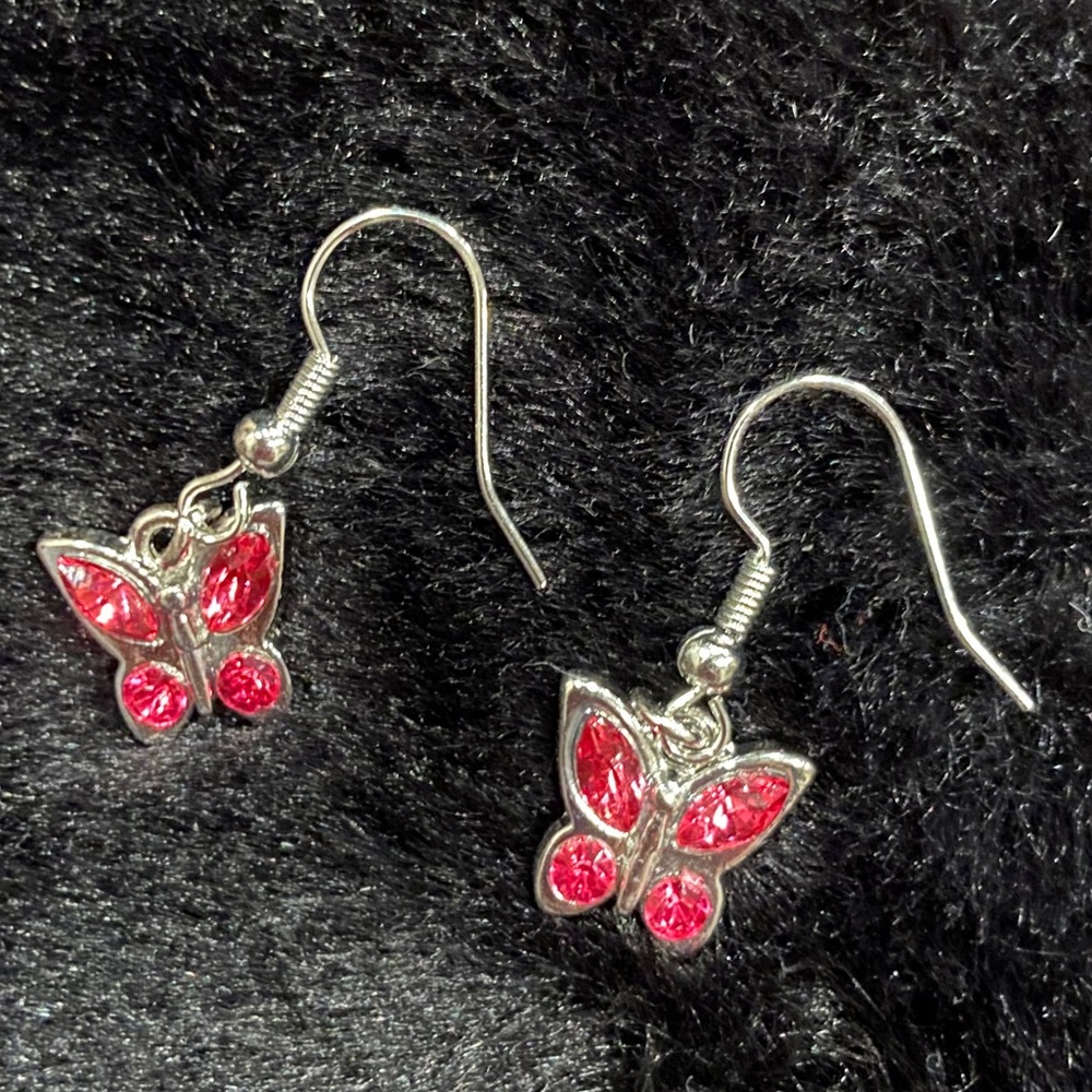 pink butterfly earrings